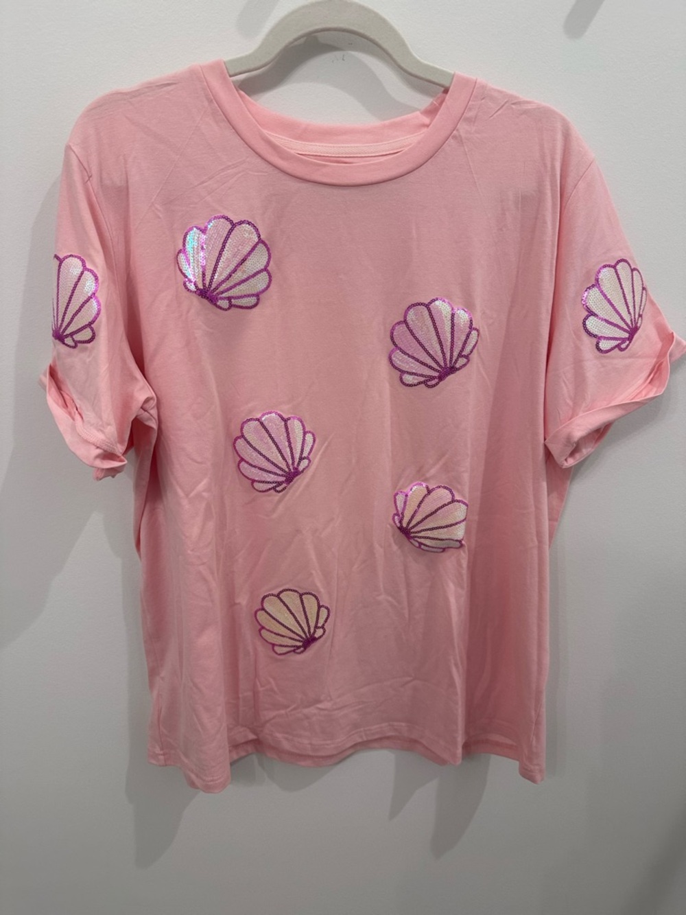 Women’s Peach and pink Shell Sequin Tee